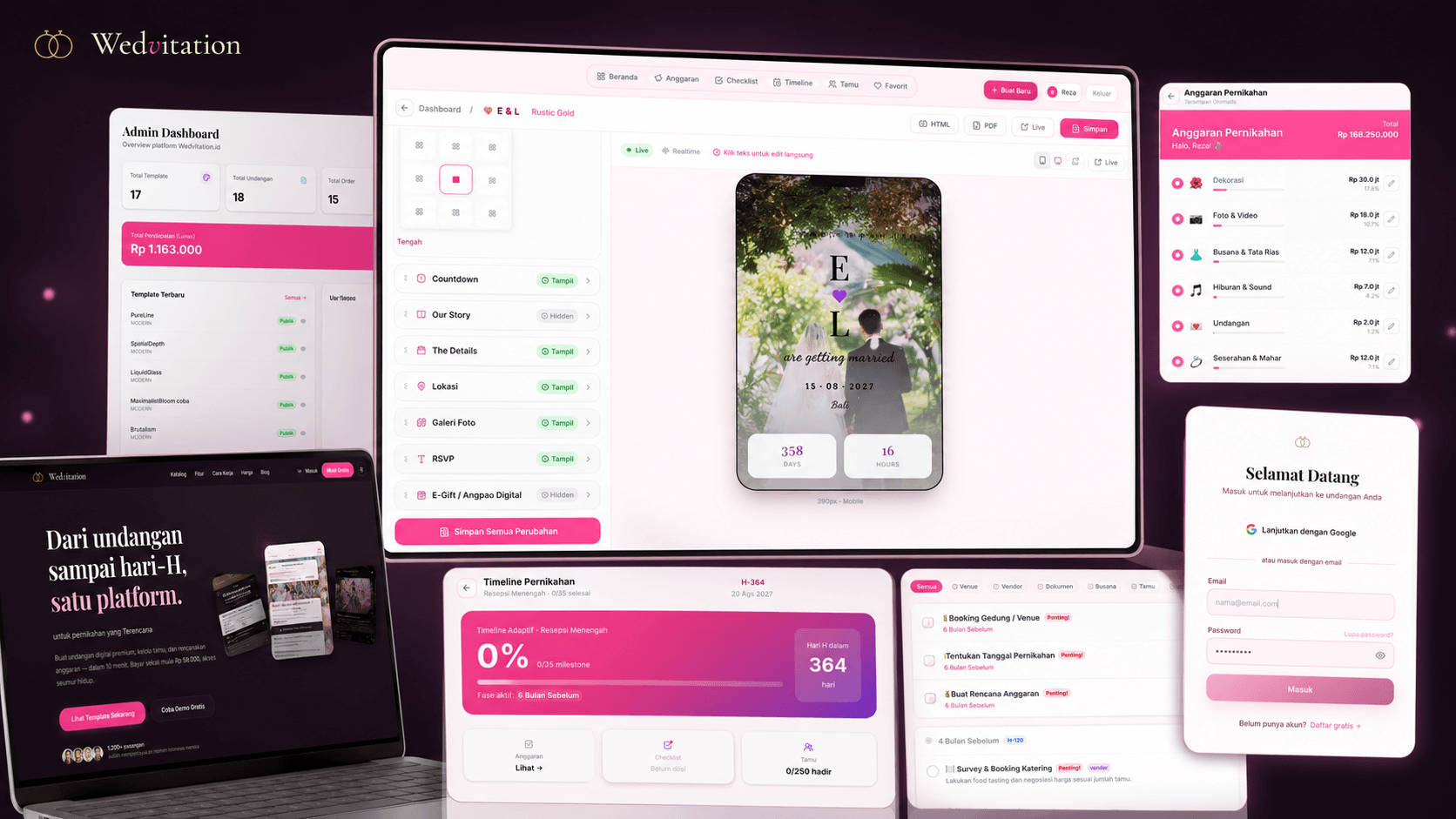 Yumevite digital wedding invitation builder and wedding planner landing page