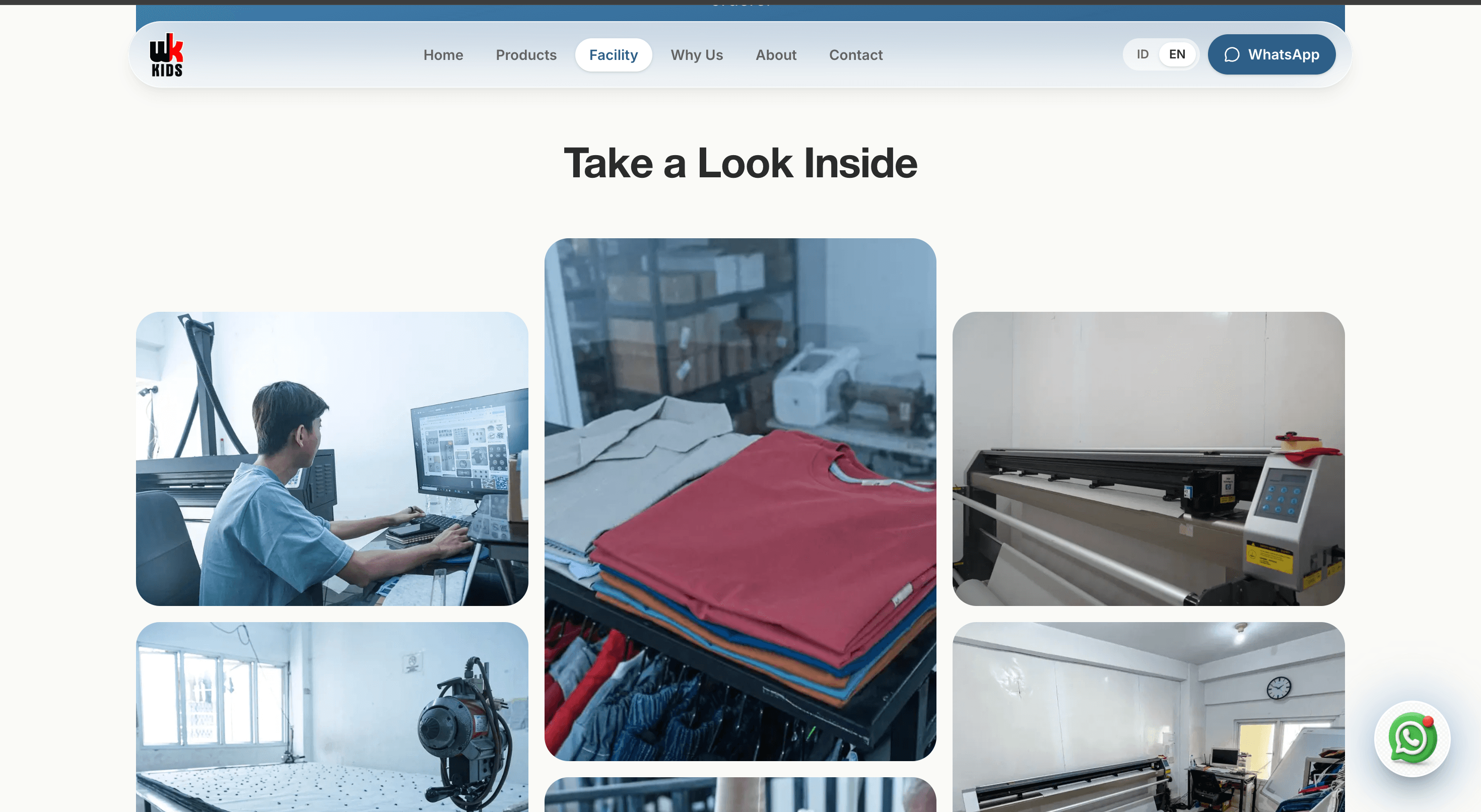 Fasilitas produksi — lini jahit dan quality control